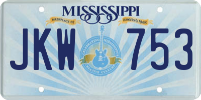 MS license plate JKW753