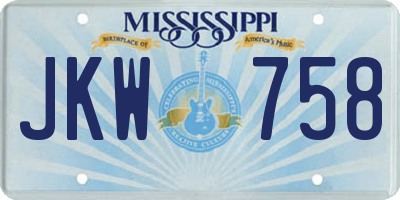 MS license plate JKW758