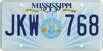 MS license plate JKW768