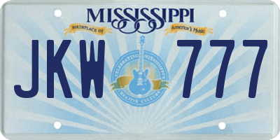 MS license plate JKW777