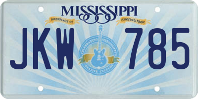 MS license plate JKW785