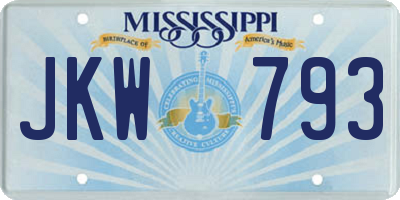 MS license plate JKW793