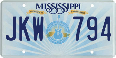 MS license plate JKW794