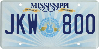 MS license plate JKW800