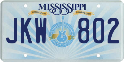 MS license plate JKW802