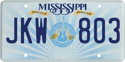 MS license plate JKW803