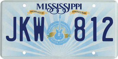 MS license plate JKW812