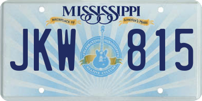 MS license plate JKW815