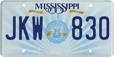 MS license plate JKW830
