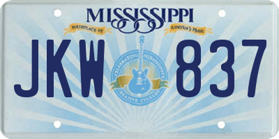 MS license plate JKW837