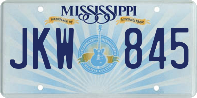 MS license plate JKW845