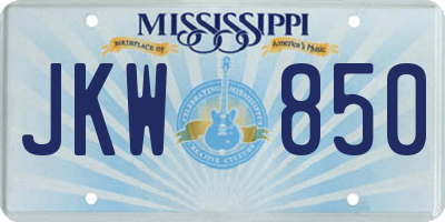 MS license plate JKW850