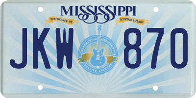 MS license plate JKW870