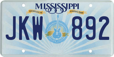 MS license plate JKW892