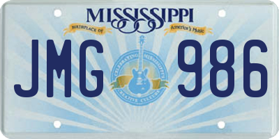 MS license plate JMG986