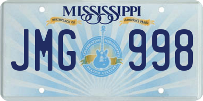 MS license plate JMG998