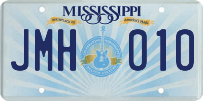 MS license plate JMH010