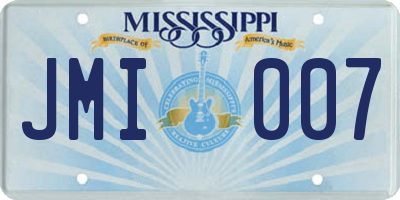 MS license plate JMI007