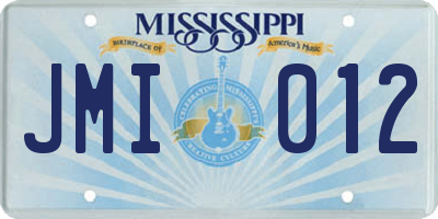MS license plate JMI012