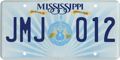 MS license plate JMJ012