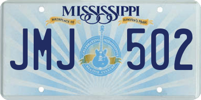 MS license plate JMJ502