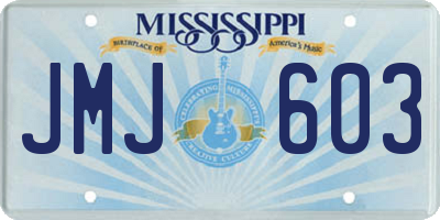 MS license plate JMJ603