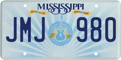 MS license plate JMJ980
