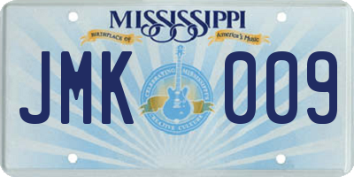 MS license plate JMK009