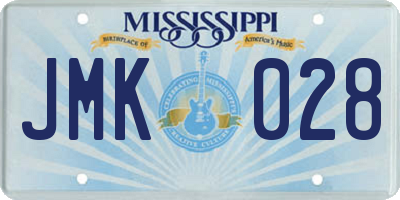 MS license plate JMK028