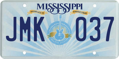 MS license plate JMK037