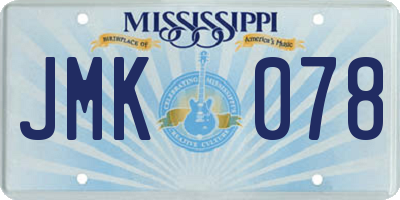 MS license plate JMK078