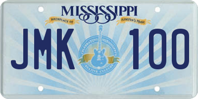 MS license plate JMK100