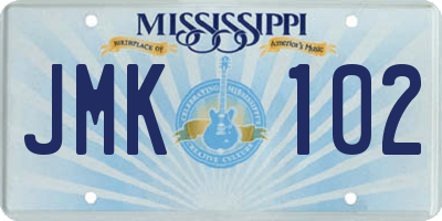 MS license plate JMK102