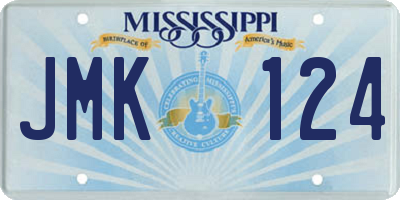 MS license plate JMK124
