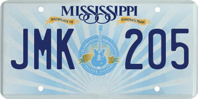 MS license plate JMK205