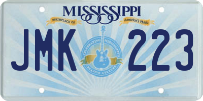 MS license plate JMK223