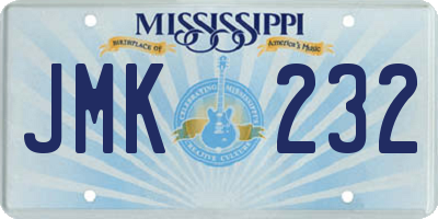 MS license plate JMK232