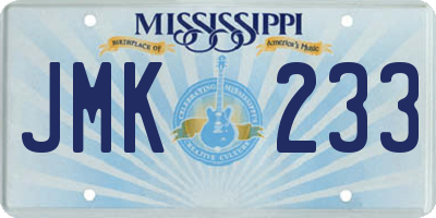 MS license plate JMK233