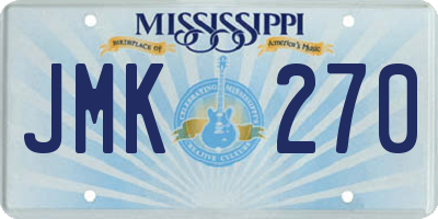 MS license plate JMK270