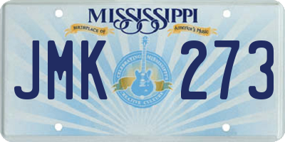 MS license plate JMK273