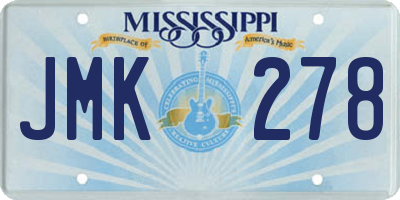 MS license plate JMK278