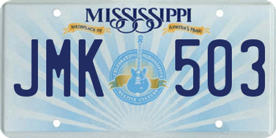 MS license plate JMK503