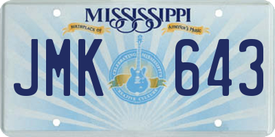 MS license plate JMK643