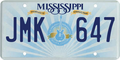 MS license plate JMK647
