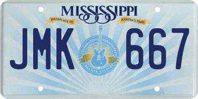 MS license plate JMK667