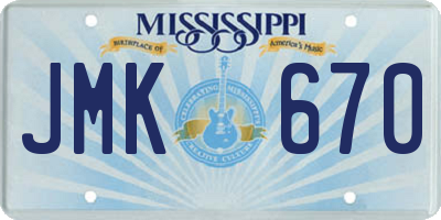 MS license plate JMK670
