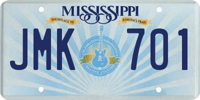MS license plate JMK701