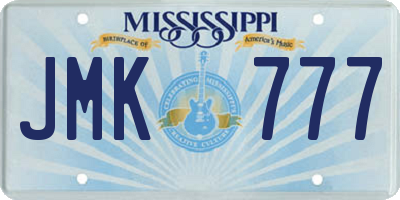 MS license plate JMK777