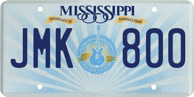 MS license plate JMK800