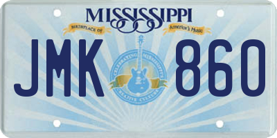 MS license plate JMK860